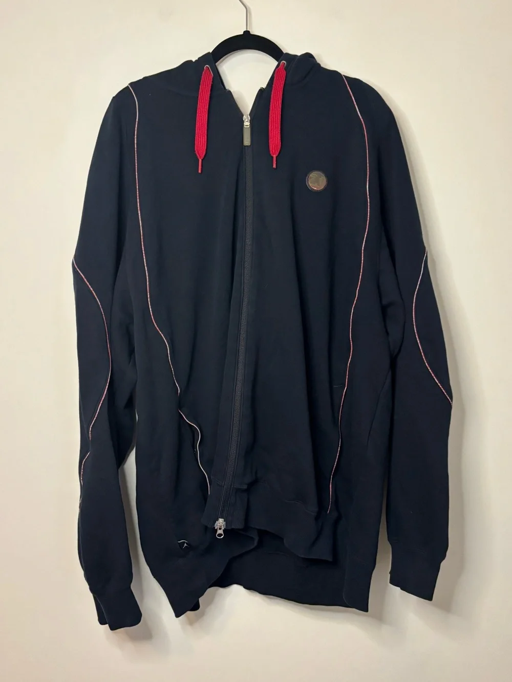 Air Jordan Retro Men Vintage Black Red Full Zip Hoodie
